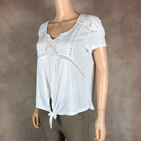 AMERICAN RAG CIE White Knit Tie Front Top NWOT SMALL - Picture 7 of 8